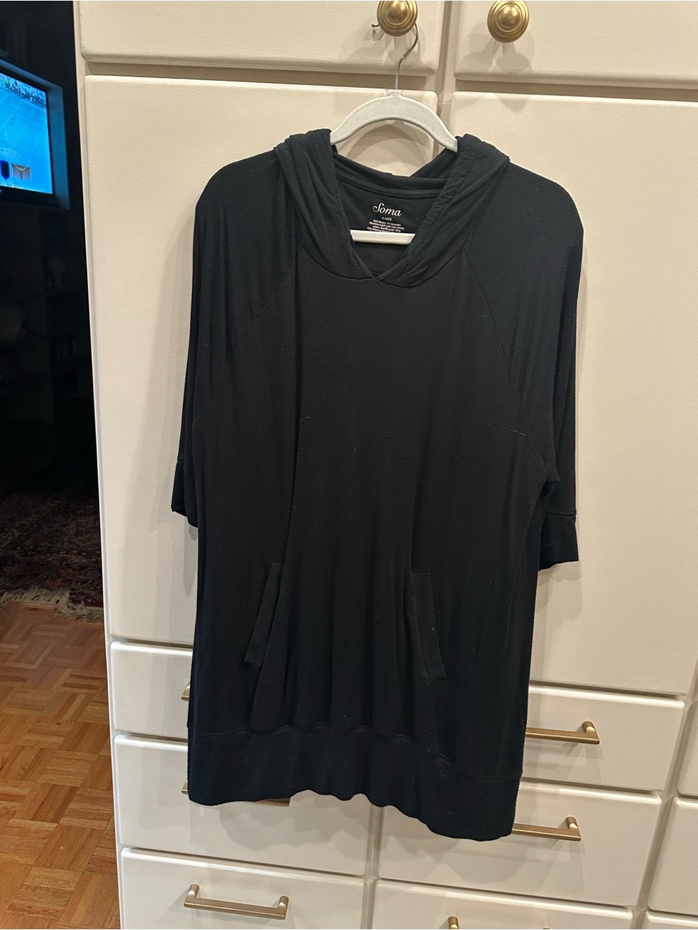 Soma Black Hooded Pull-On Tunic Sweatshirt